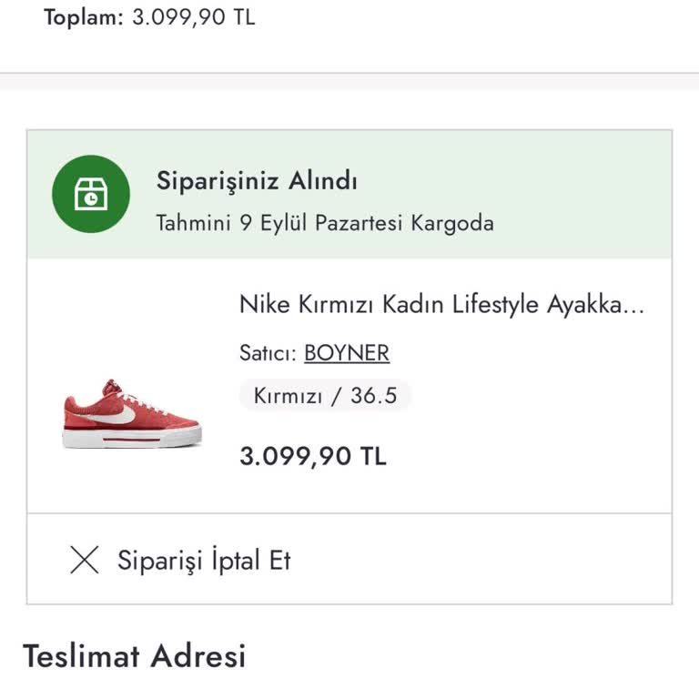Boyner Sipariş Verilen Ayakkabı Zamanında Kargoya Verilmedi