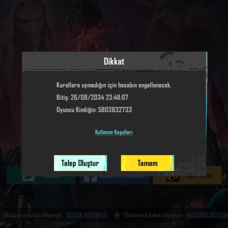 PUBG (Pubgmobile.com) Arkadaşım Hesabımı Emilatör Girdiği İçin 10 Yıl Ban Yedim