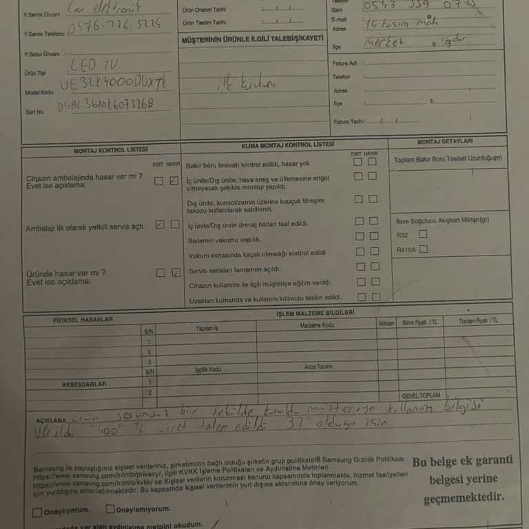 Samsung TV Kurulumundan Ücret Alınması