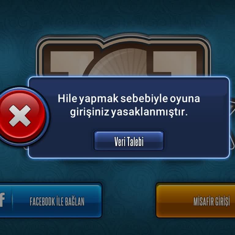 Zynga 101 Okey Plus Suçsuz Yere Ban