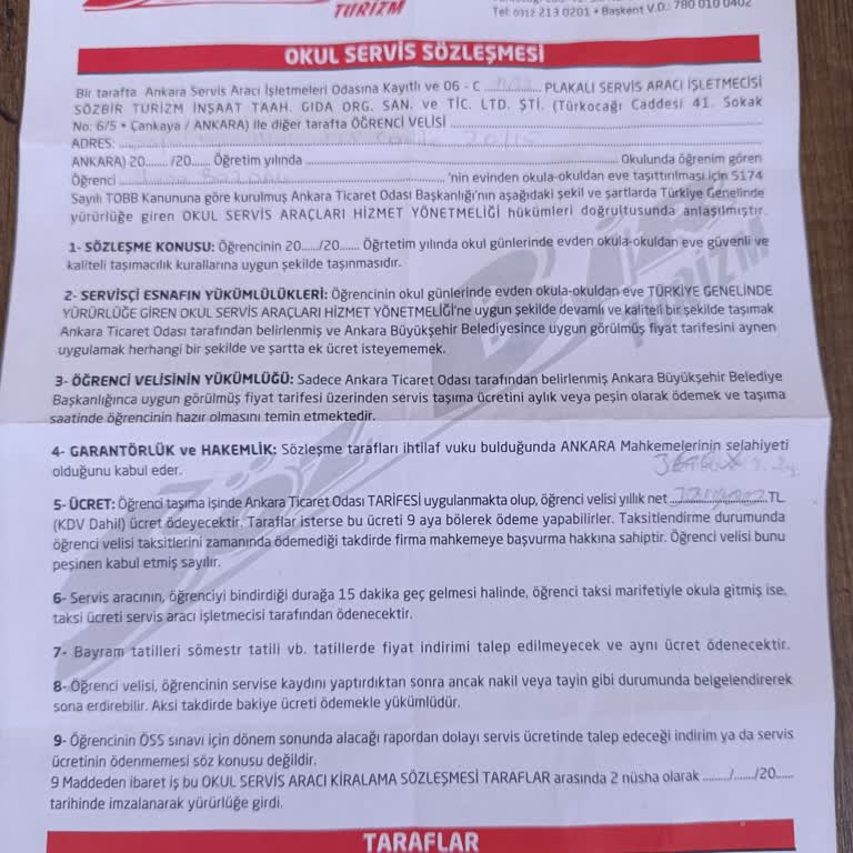 Ankara Servis Araçları İşletmecileri Esnaf Odası Söz Bir Turizm Şikayet Bahcelievler Anadolu Lisesi Servisi