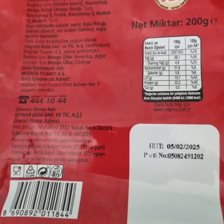 Migros Karışık Kuruyemiş Paketinden Başka Kuruyemiş Çıkması.