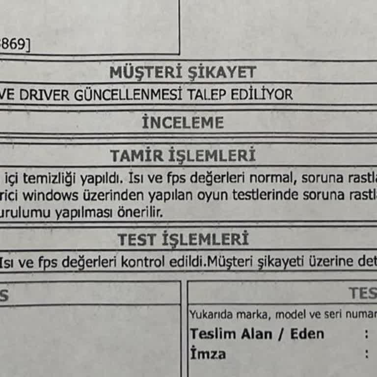 MSI Türkiye MSI Katana Laptop Kasma Sorunu Çözülmemesi