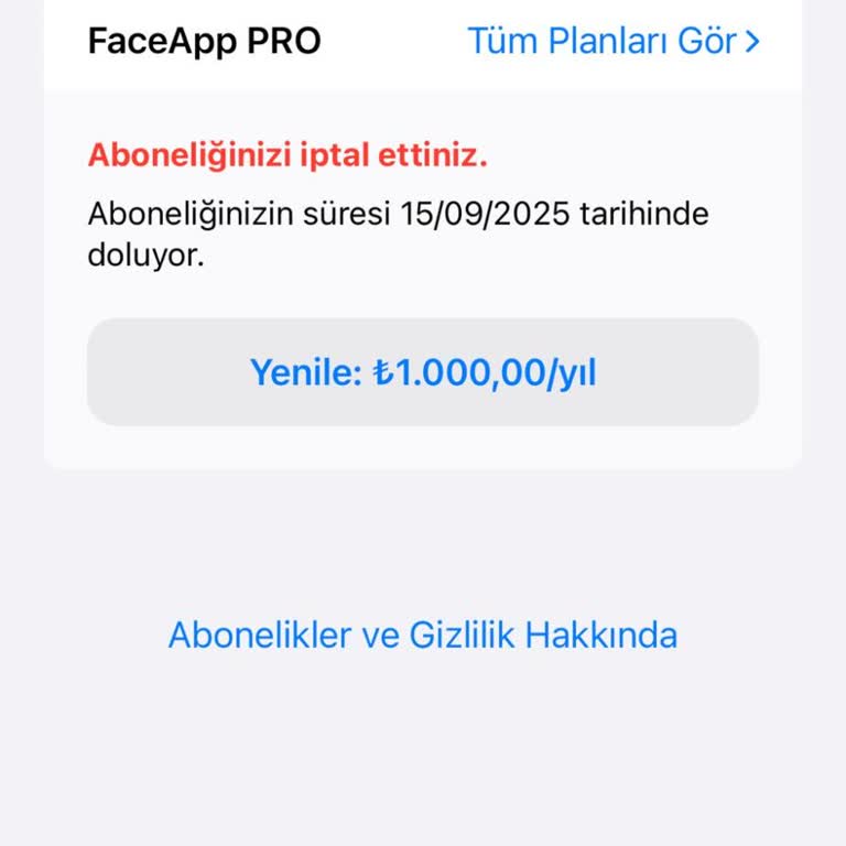 FaceApp Ücret İadesi İstiyorum