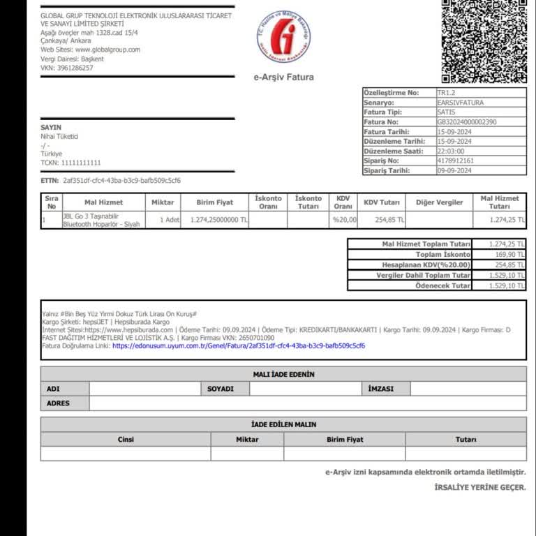Hepsiburada Başkasının Adına Çıkartılan Fatura