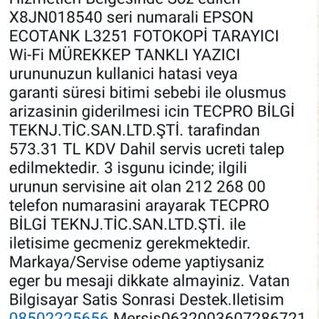 Epson Yazıcıda Mürekkep Pedi Sorunu Ve Garanti Kapsamı Dışında Bırakılması