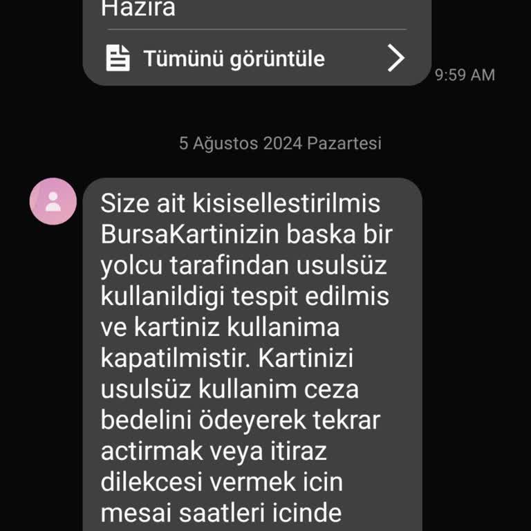 "BURULAŞ" Kartınız Kullanıma Kapatılmıştır Bilgisi