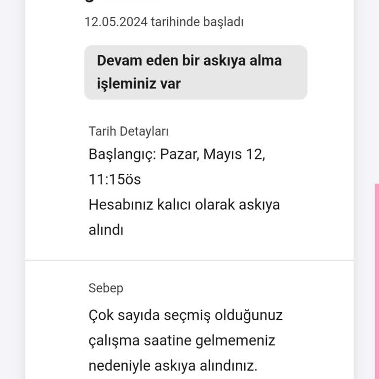 Yemeksepeti Express Hesabımın Askıya Alınması