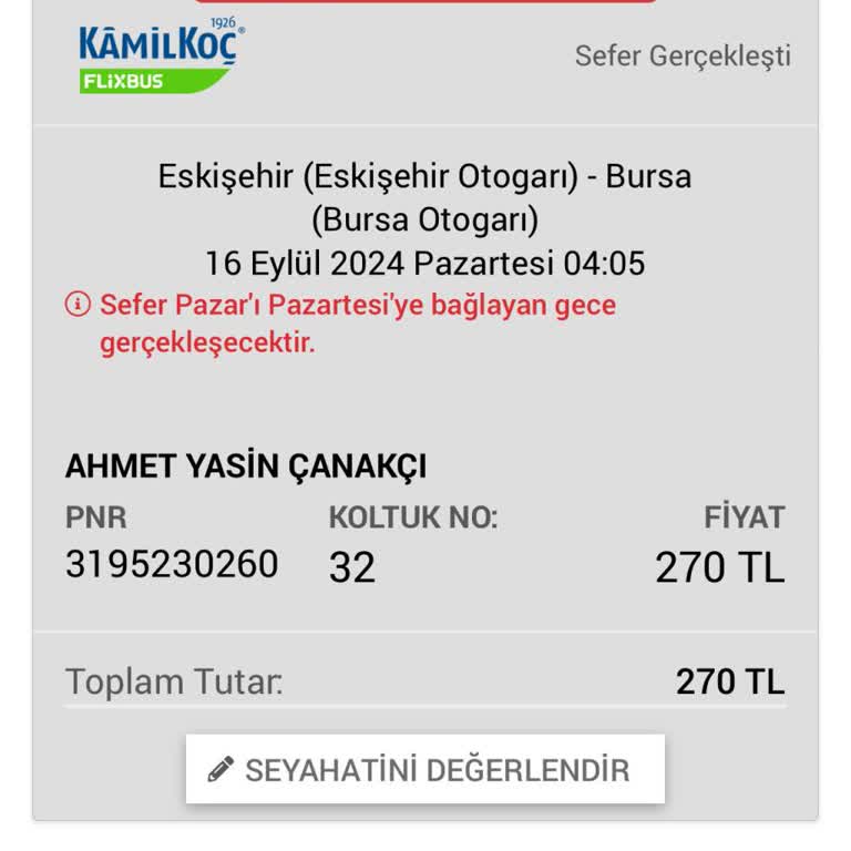 Kamil Koç Ve Muavin Sorumsuzluğu.