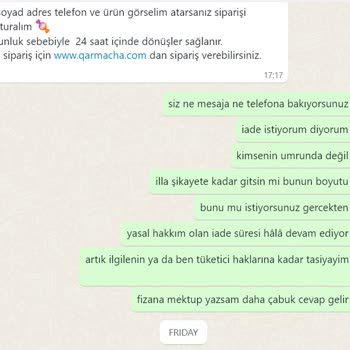 Qarmacha Butik'te İade Problemleri Ve Yanlış Ürün Gönderimi