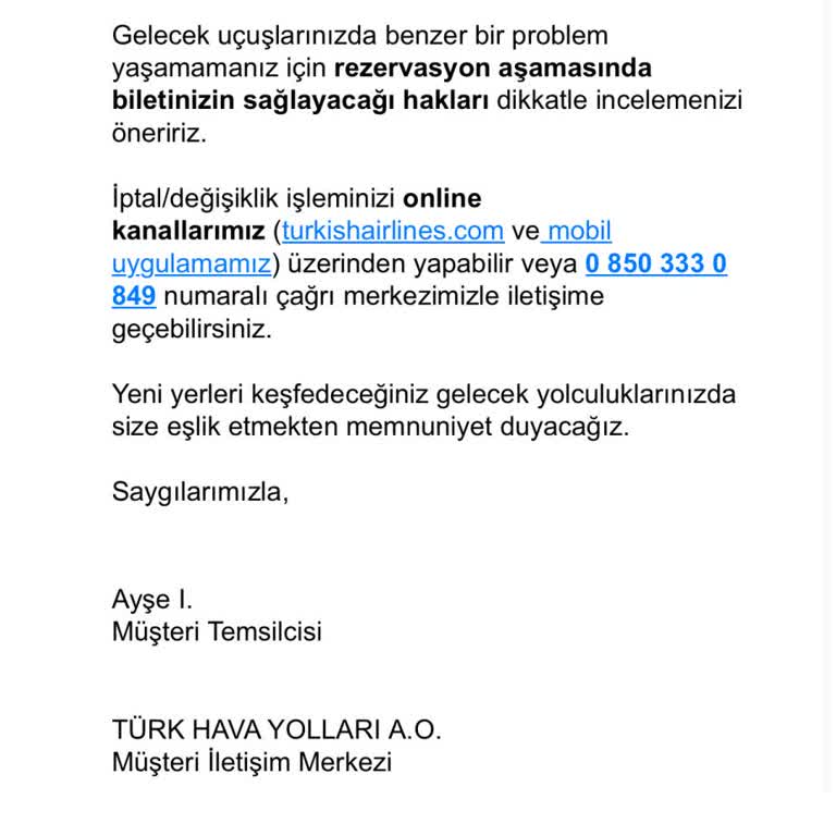 THY Açığa Alınan Bileti Geri Kullanamıyorum.