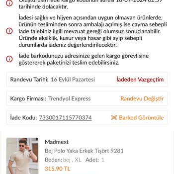 Trendyol Express Trendyol İade Problemi İle İlgili