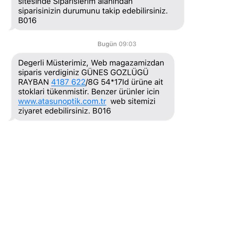 Atasun Optik Sipariş İptali Ücret İadesi.