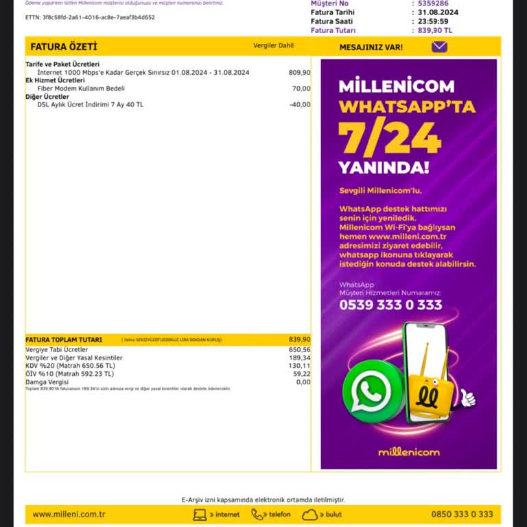 Millenicom Fatura Şoku: 399 TL'den 870 TL'ye Ani Artış