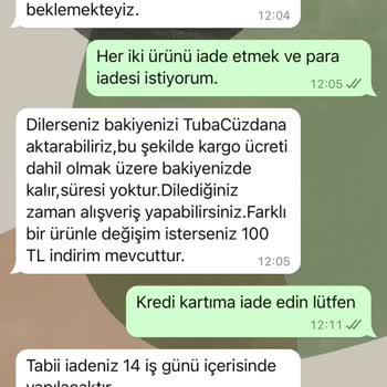 Tuba Butik İade Edilen Ürünlerin Ücretini İade Etmiyor