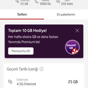 Vodafone Şişirilmiş Tarife Ücreti