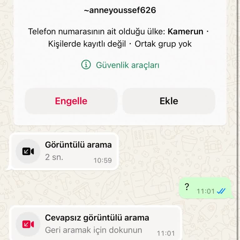 WhatsApp +237li Numaradan WP Üzerinden Görüntülü Aranıyorum.