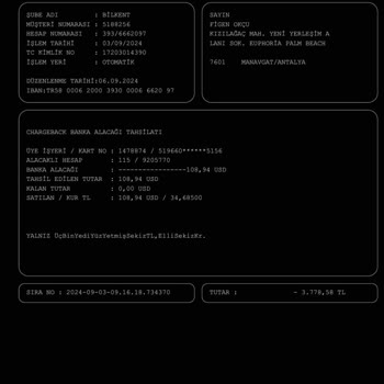 Garanti Bankası Hatalı Chargeback