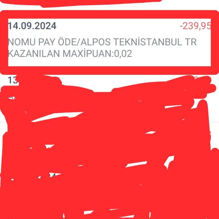 Nomu Pay ÖDE/ALPOS Teknistanbul Bilgi Dışı Kart Çekimi