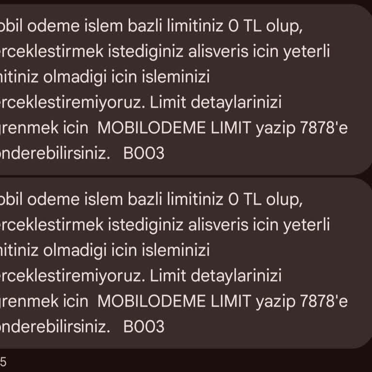 Vodafone Pay Mobil Ödeme İşlem Bazlı Limit Sorunu