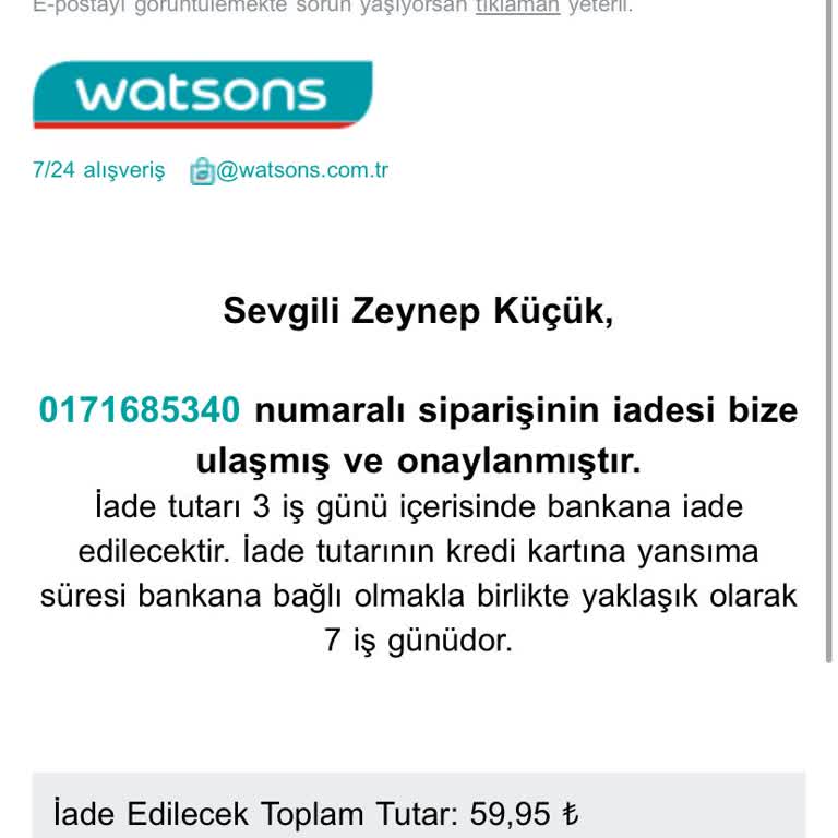 Watsons Sürekli Sipariş İptali