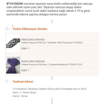 Trendyol Express Sinop Trendyol Ekspresten Şikayetçiyim