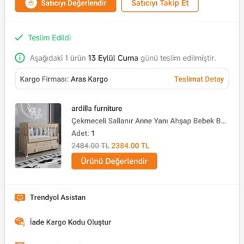 Aras Kargo 4406467046111 Numaralı Kargo Teslim Edilmedi Teslim Edildi Girilmiş