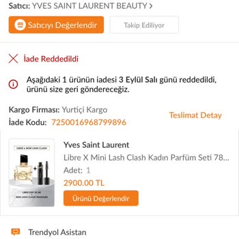 Yves Saint Laurent İademi Geri Göndermedi