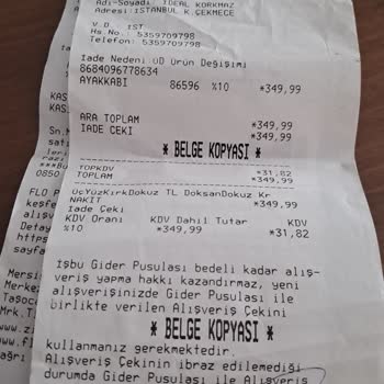 Polaris FLO Mağazasının İade Edilen Ürünün Parasının Öden. Esi Hk