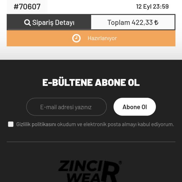 Zincirwear Ürün Hala Kargolanmadı!