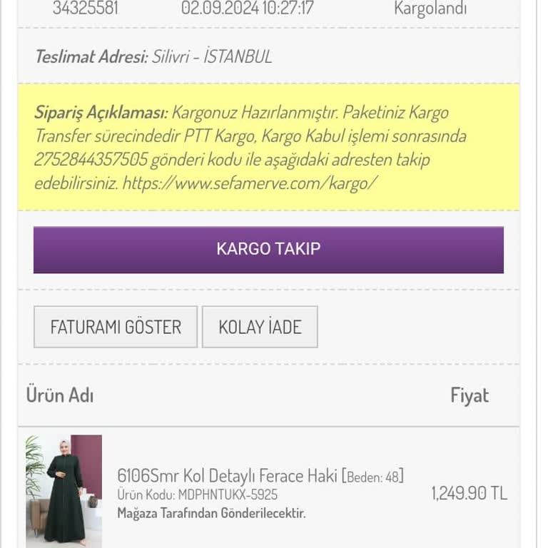 Sefamerve'nin Bir Urunu 15 Günde Kargolayamaması!
