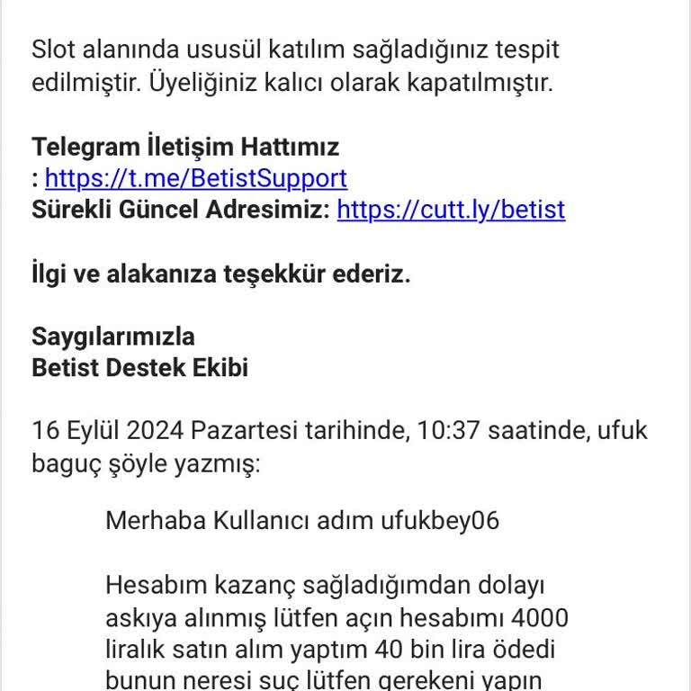 Betist Haksız Yere Hesabın Kapatılıp Bakiyeye El Konulması