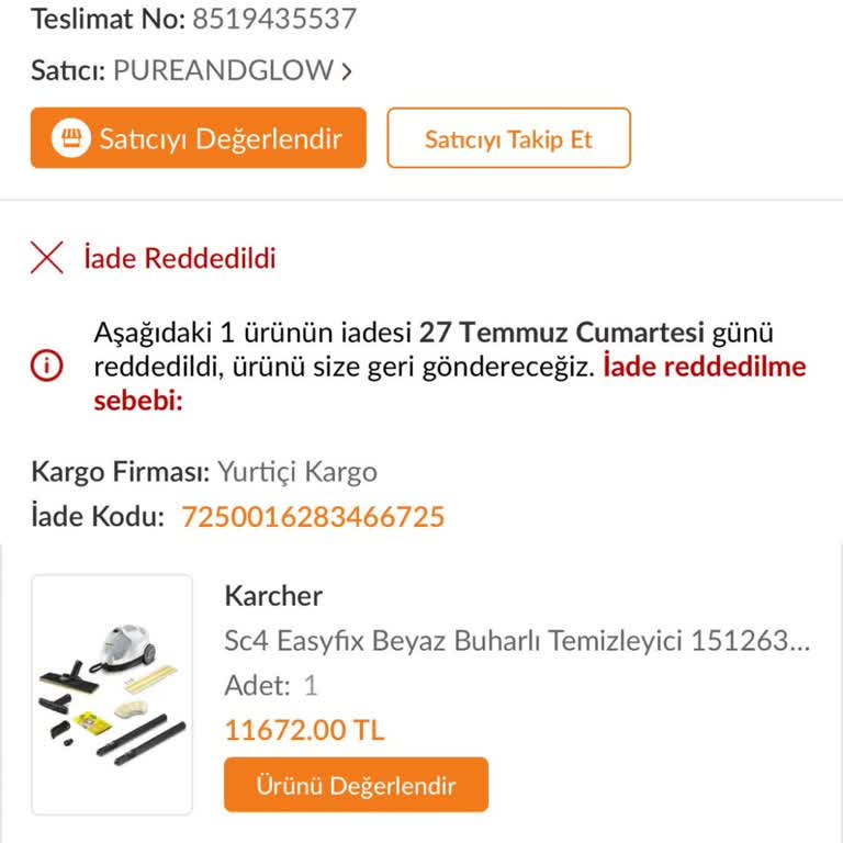 Trendyol Ve Pure And Glow Satıcısından Şikayetçiyim.
