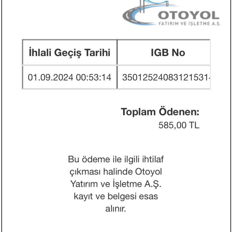 Otoyol A.Ş Hersek Otoyol Geçiş İhlali