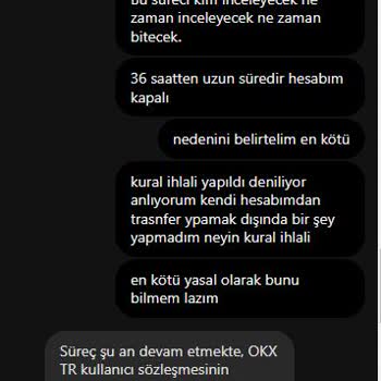 Okx TR Hesabıma Sebepsiz Bloke Koydu