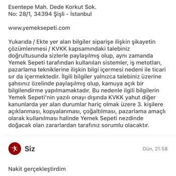 Yemek Sepeti Nakit İadesini Zimmetine Geçirdi Ödeme Yapmıyor