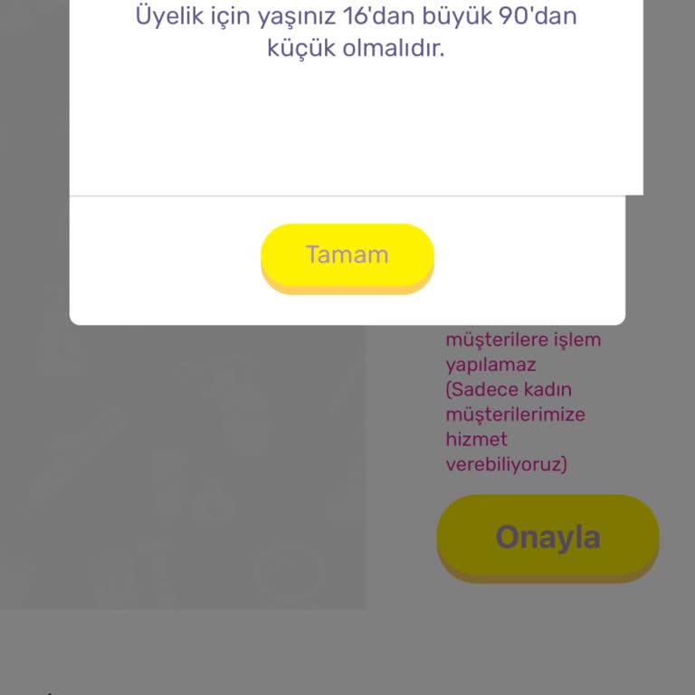 Gratis Beauty Üye Olurken Yaş Hatası Veriyor
