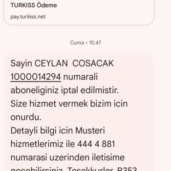 TURKISS İnternet İptali İstiyorum