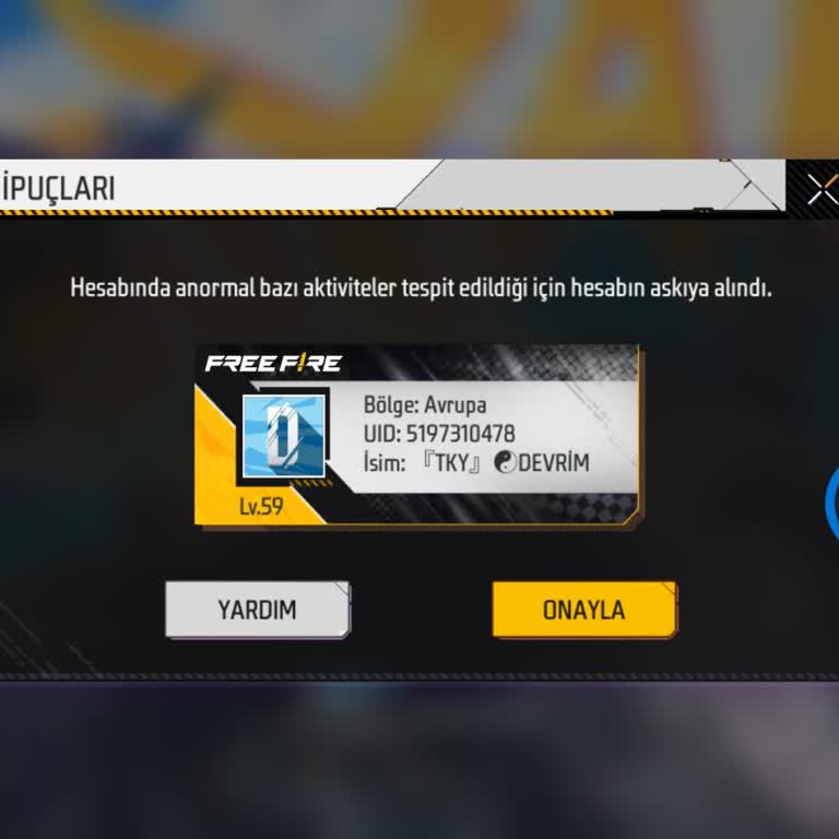 Garena Free Fire Hesabın Suçsuz Yere Banlanması