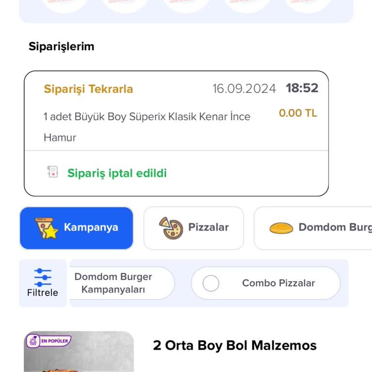 Domino's Pizza Hakkımı Kullanamıyorum