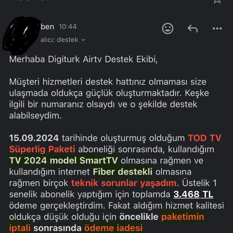 TOD Tv Kalitesiz Yayın, Kalitesiz Müşteri İletişimi