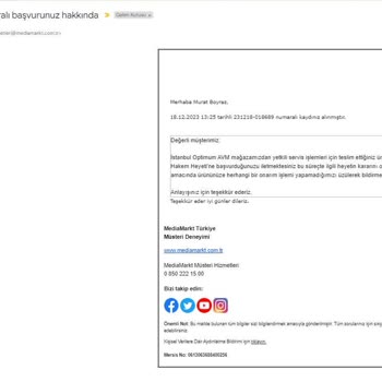 Media Markt THH Kararına Uymuyor 11 Aydır Çözüm Bekliyorum