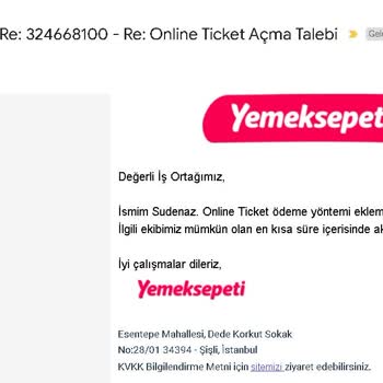 Yemek Sepeti "İşletme Destek Hattı"nın İşgüzarlığı