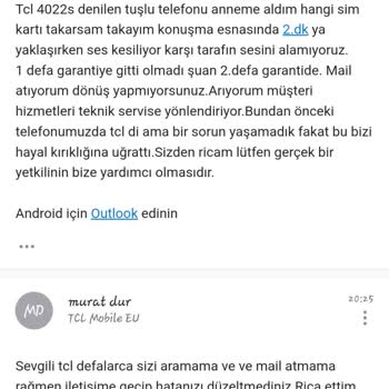 TCL Telefon TCL 4022s Ses Problemi