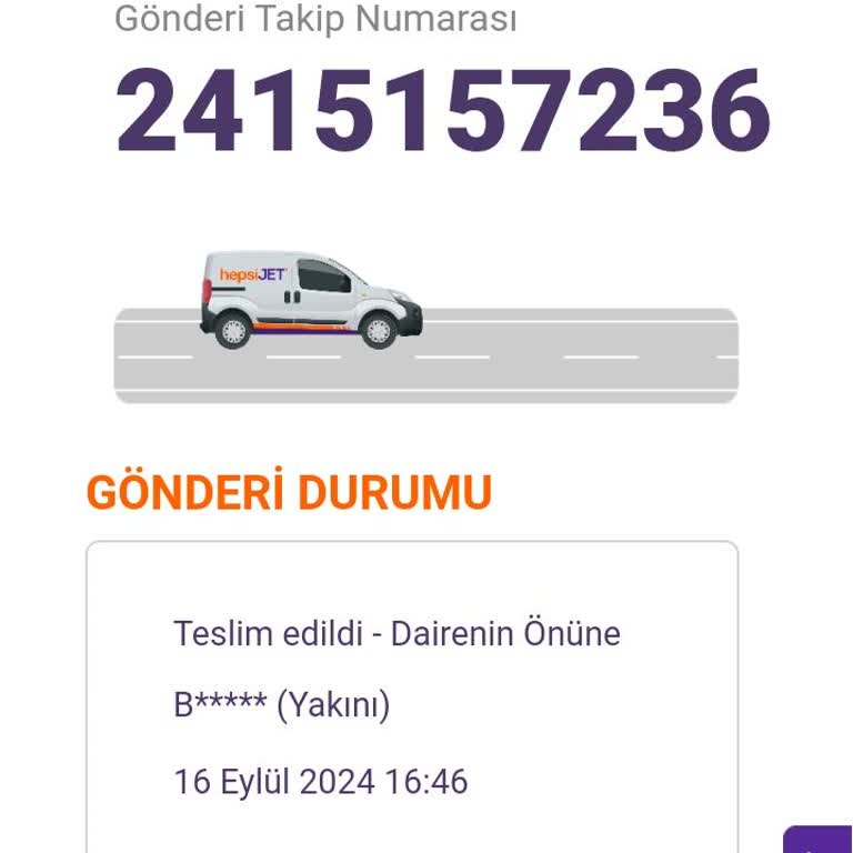 hepsiJET Kargom Tarafıma Teslim Edilmedi