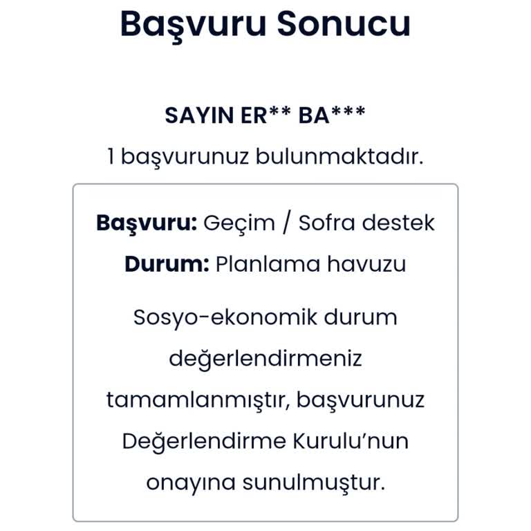 İBB Sofra Destek Paketi Başvurum Hala Beklemede
