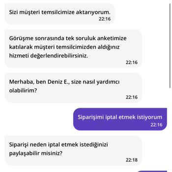 Getir Yemek Yemek İptal Sorunu