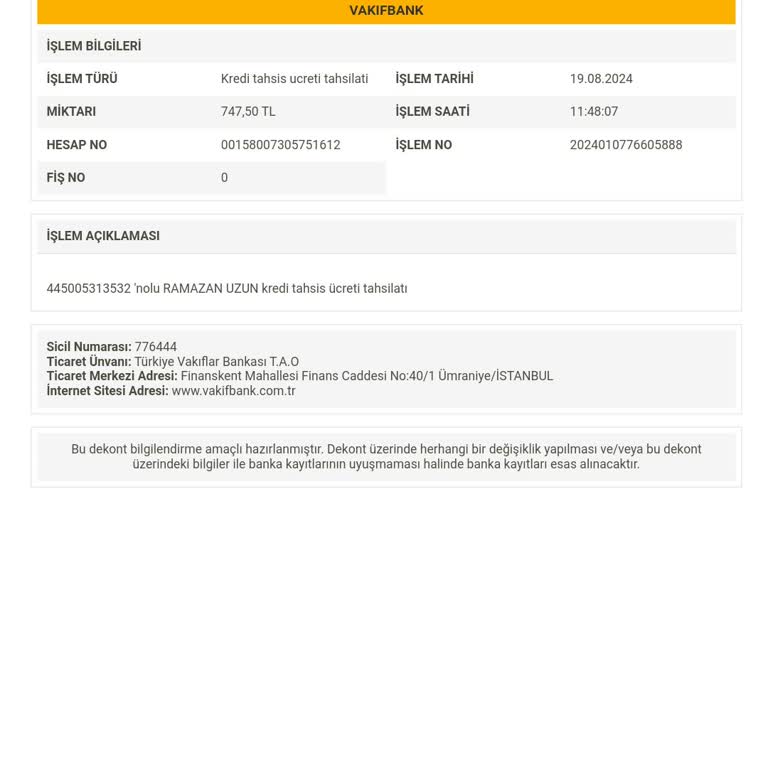 VakıfBank Kredi Tahsis Ücreti İadesi Talebi