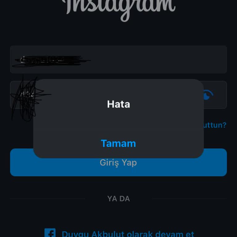 Instagram'ım Hata Veriyor!