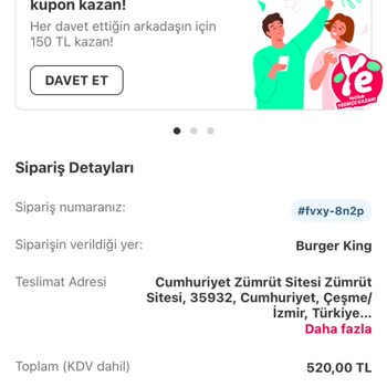 Çeşme Marina Burger King Siparişim Gelmedi İletişim Kuramadık